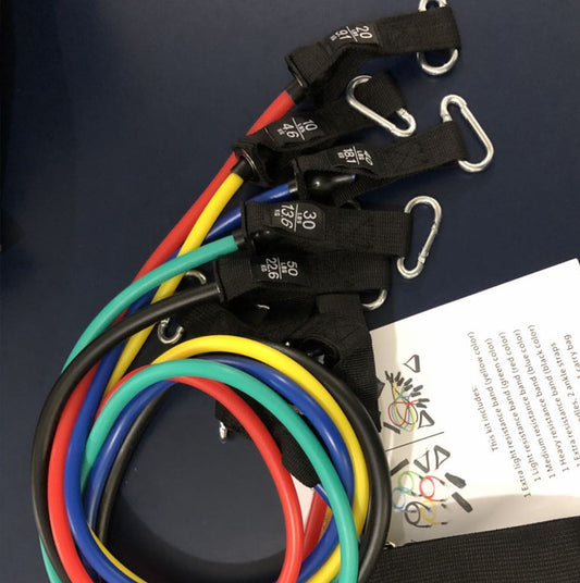 Fitness Resistance Band Set — Natural Latex, Multiple Resistance Levels