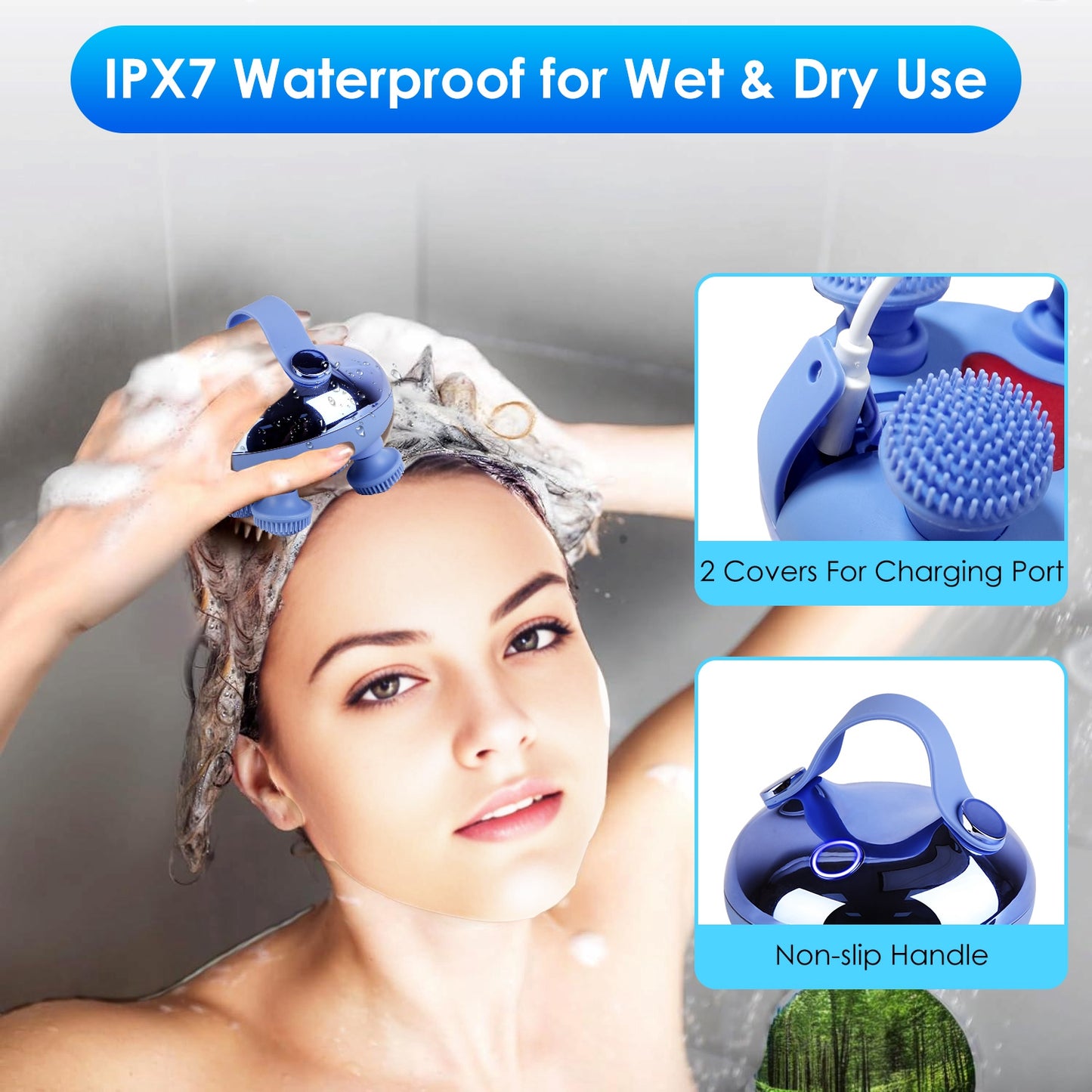 Electric Scalp Massager — Red Light Technology, IPX7 Waterproof, 3 Modes