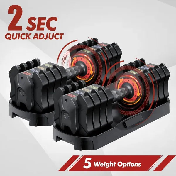 Adjustable Dumbbell Set 22.5LB — 5-in-1, Non-Slip Handle, Home Gym
