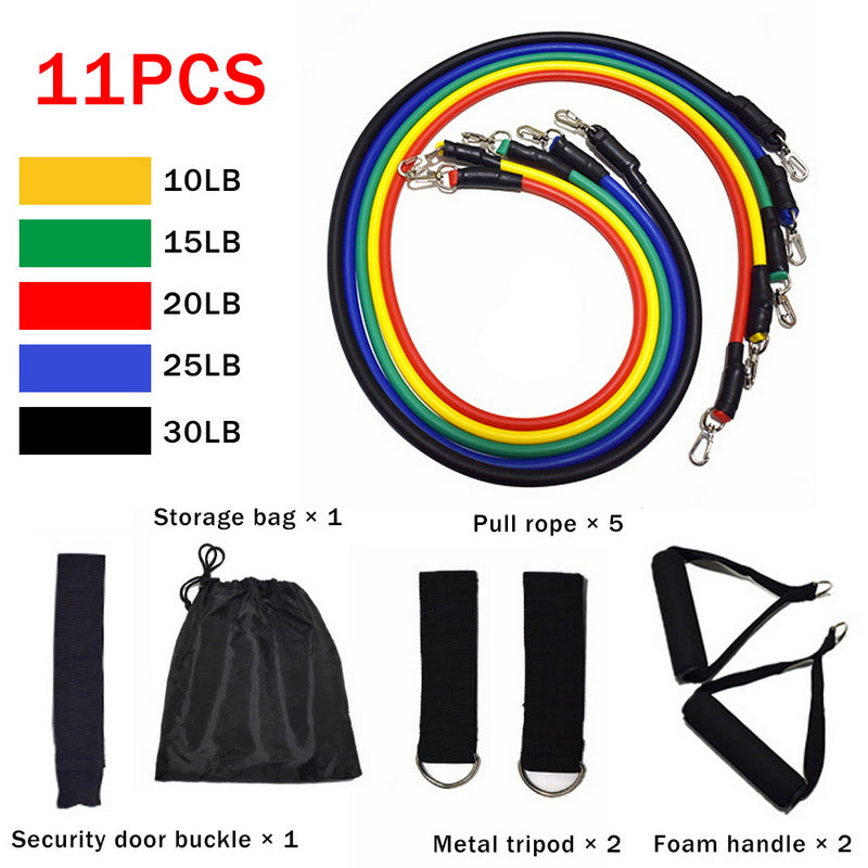 Fitness Resistance Band Set — Natural Latex, Multiple Resistance Levels