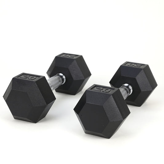 Rubber Coated Cast Iron Dumbbells 20LB Pair — Home Gym Strength