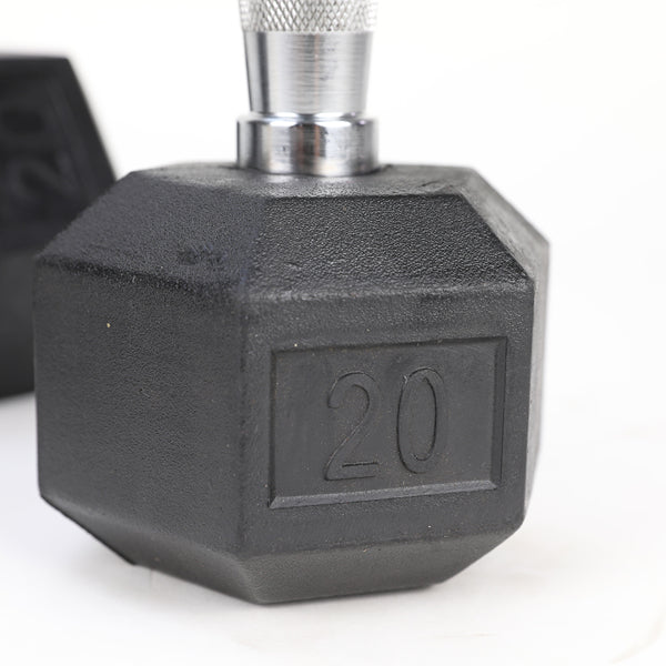 Rubber Coated Cast Iron Dumbbells 20LB Pair — Home Gym Strength