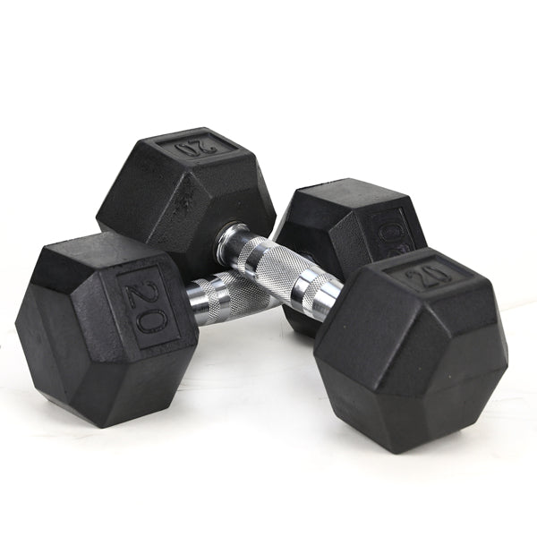 Rubber Coated Cast Iron Dumbbells 20LB Pair — Home Gym Strength