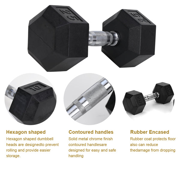 Rubber Coated Cast Iron Dumbbells 20LB Pair — Home Gym Strength