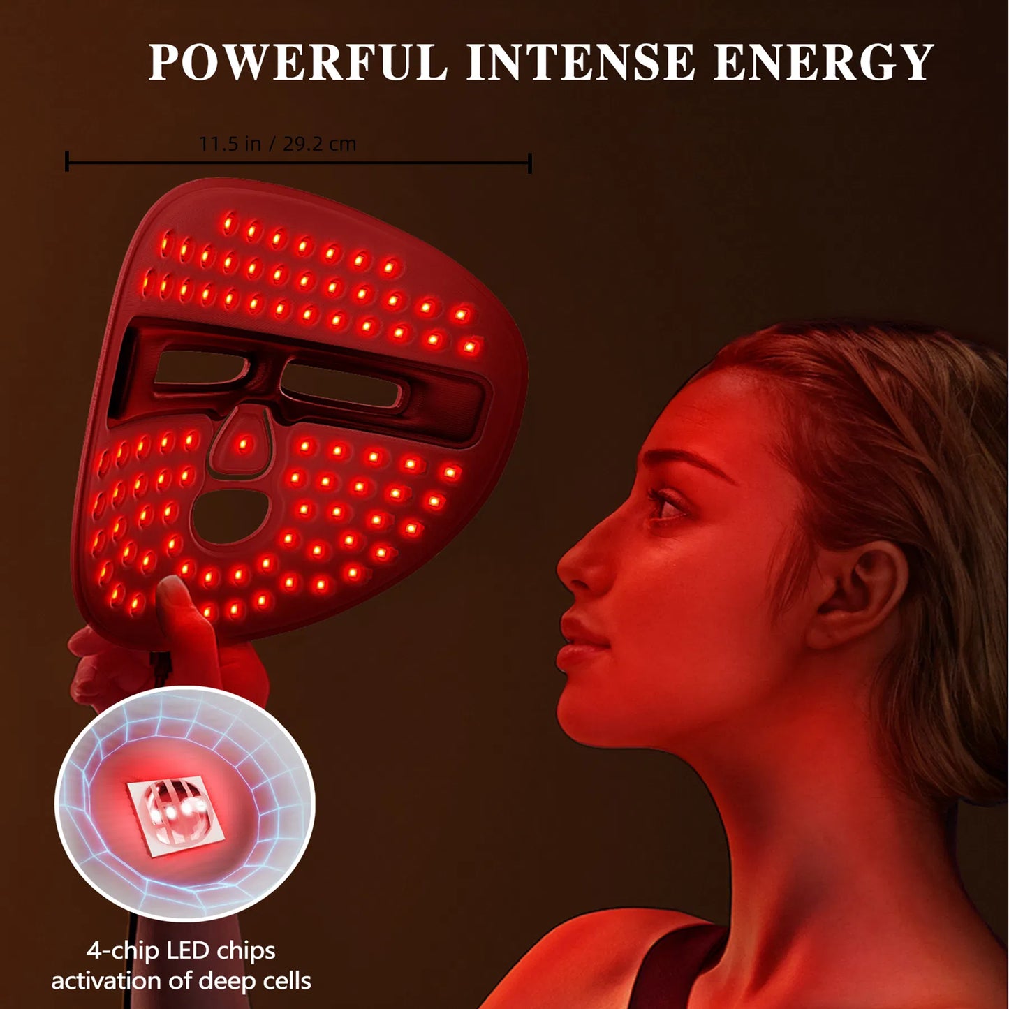 LED Red Light Therapy Face Mask — 3 Modes, Full Face Coverage, Home Skincare