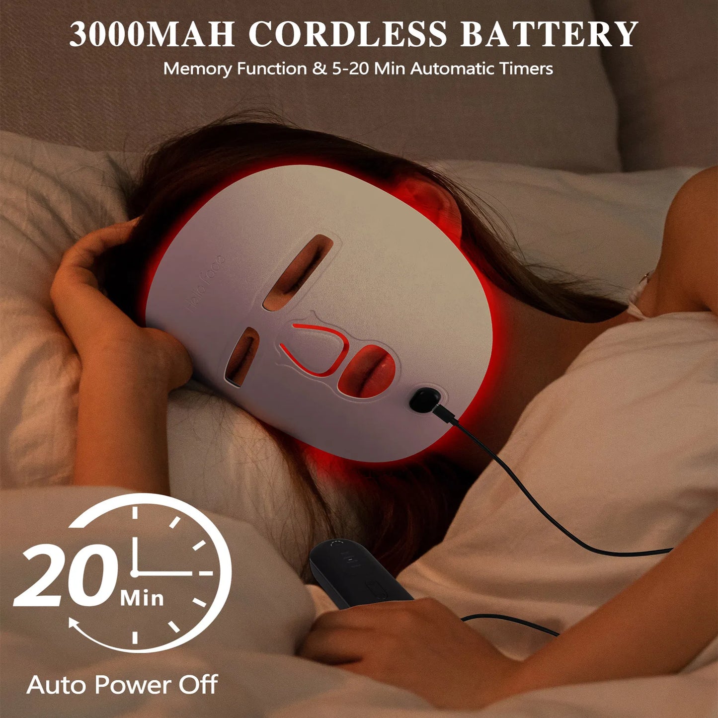 LED Red Light Therapy Face Mask — 3 Modes, Full Face Coverage, Home Skincare