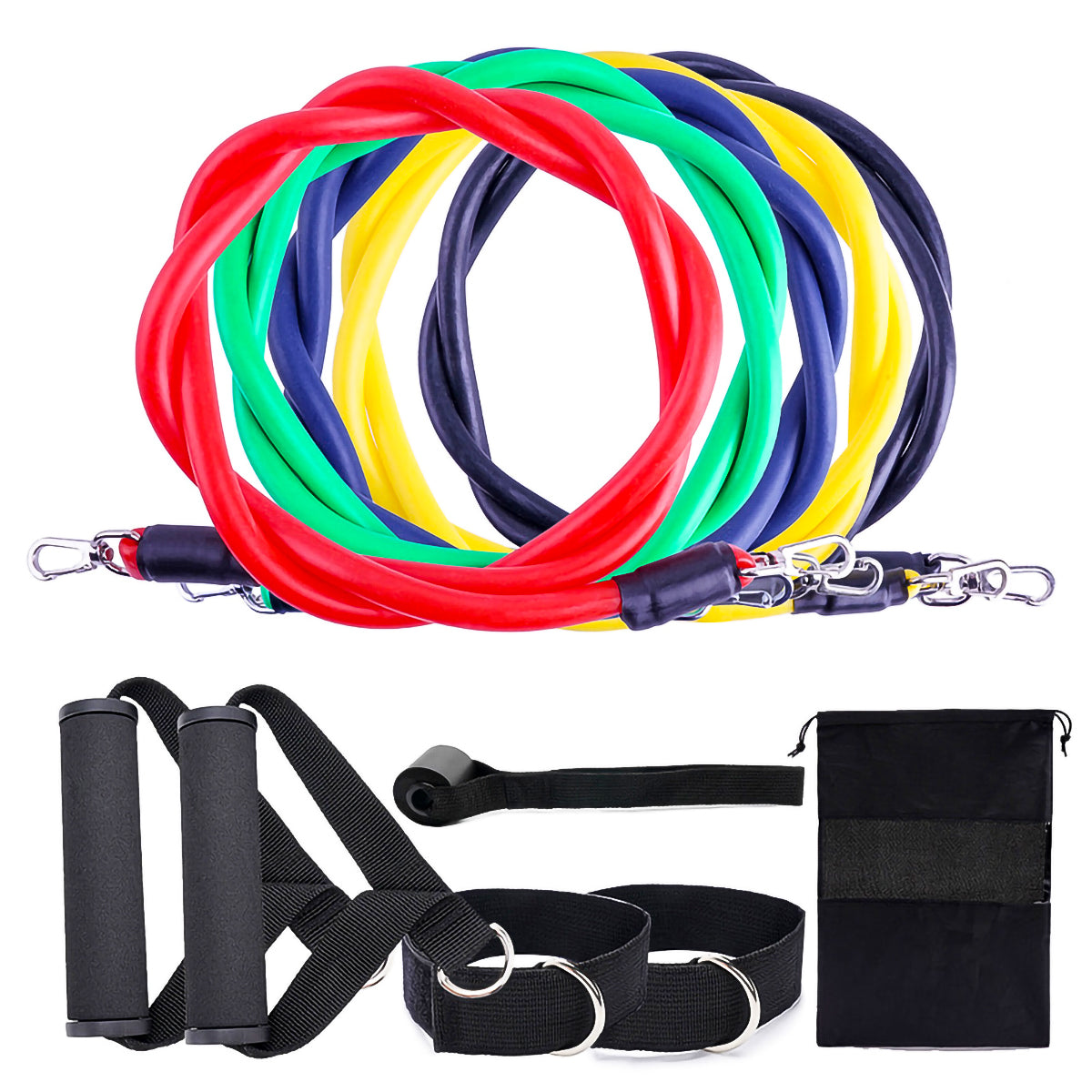 Fitness Resistance Band Set — Natural Latex, Multiple Resistance Levels