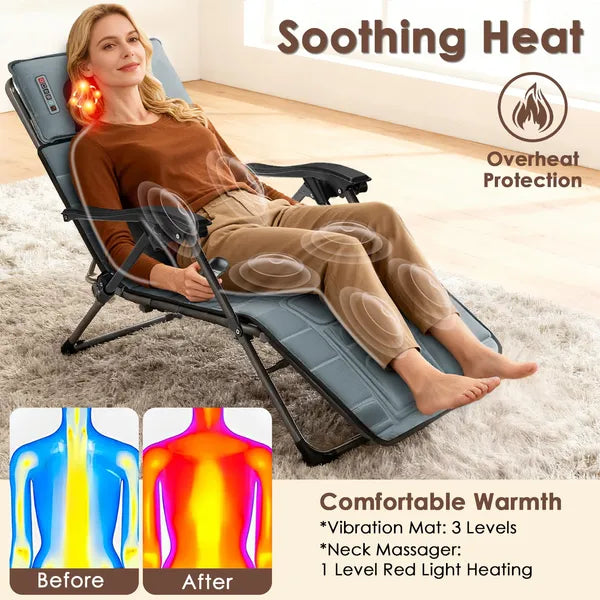 Full Body Massage Mat with Shiatsu Neck Massager — Heat, Timer & Carry Bag