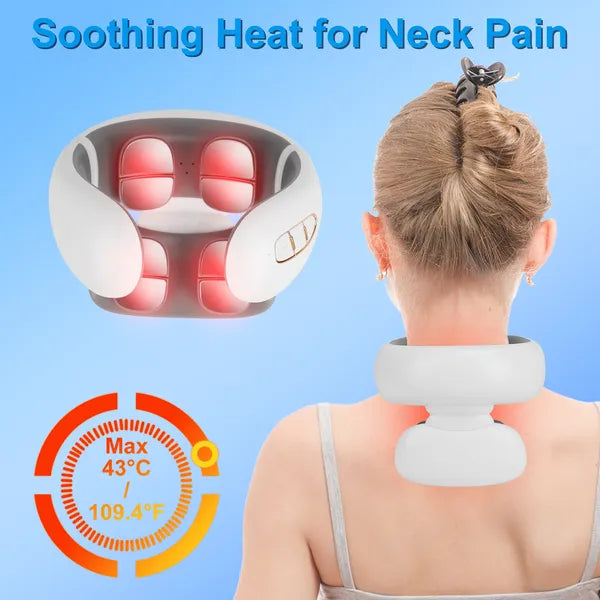 EMS Cordless Neck Massager with Heat — 6 Modes, 20 Intensity Levels