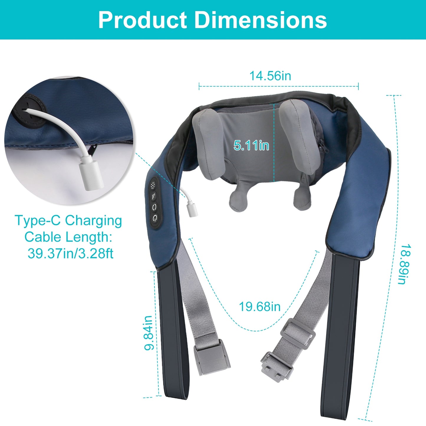 Electric Neck & Shoulder Shiatsu Massager — Infrared Heat, 3 Modes
