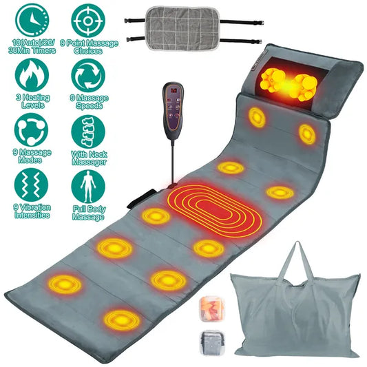 Full Body Electric Massage Mat with Heat — 10 Vibration Motors