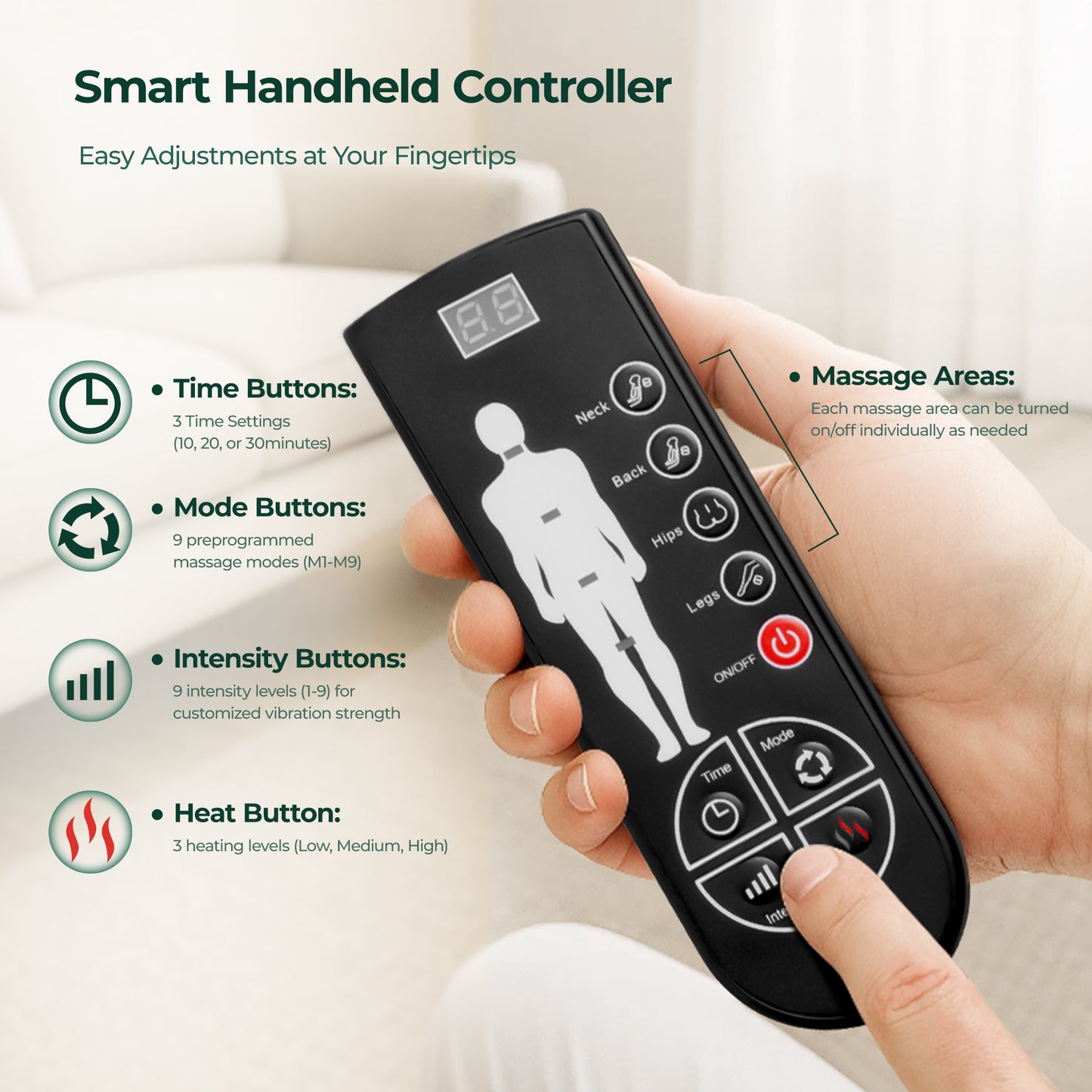 Foldable Neck Massage Pillow with Heat — Remote Control, Multi-Mode Relaxation