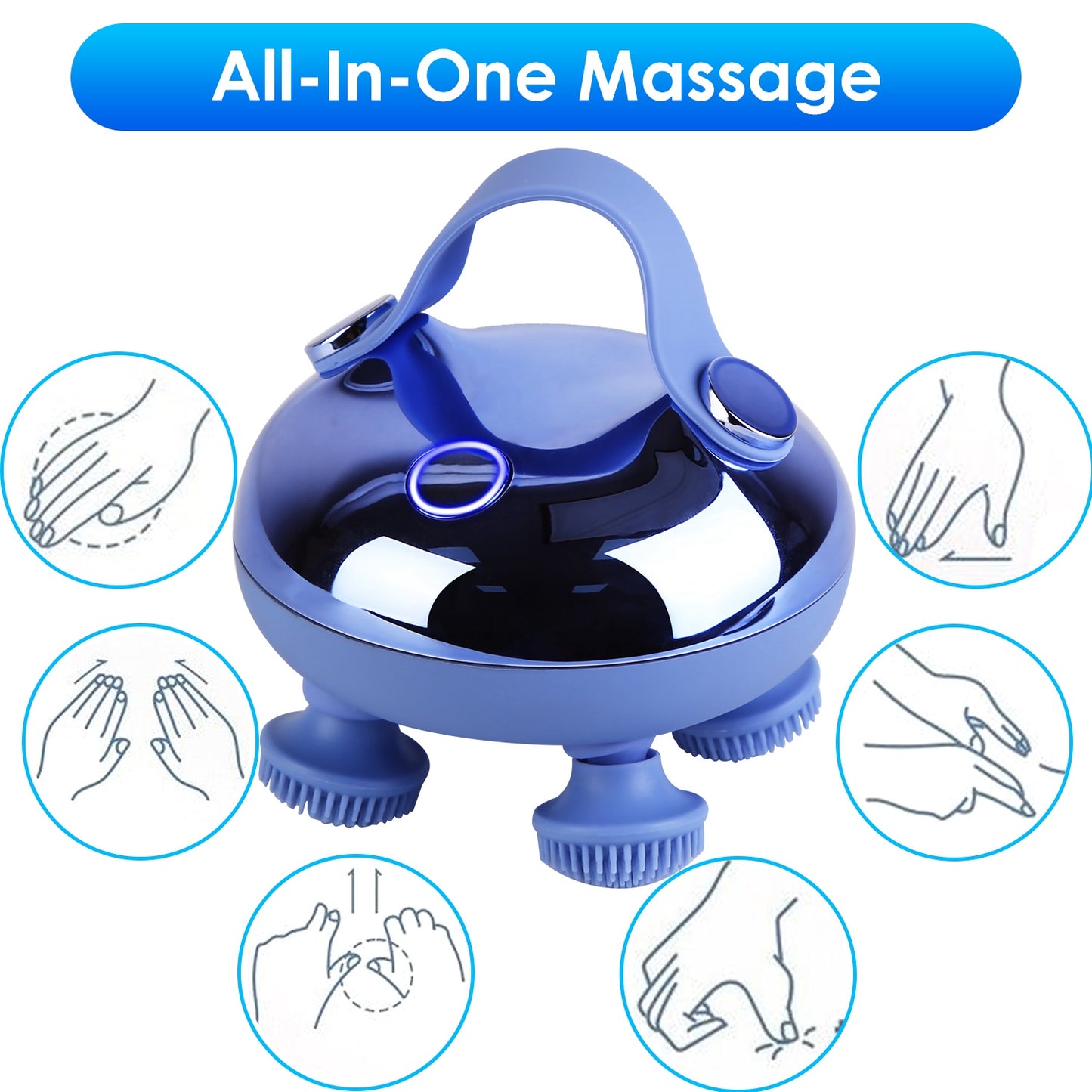 Electric Scalp Massager — Red Light Technology, IPX7 Waterproof, 3 Modes