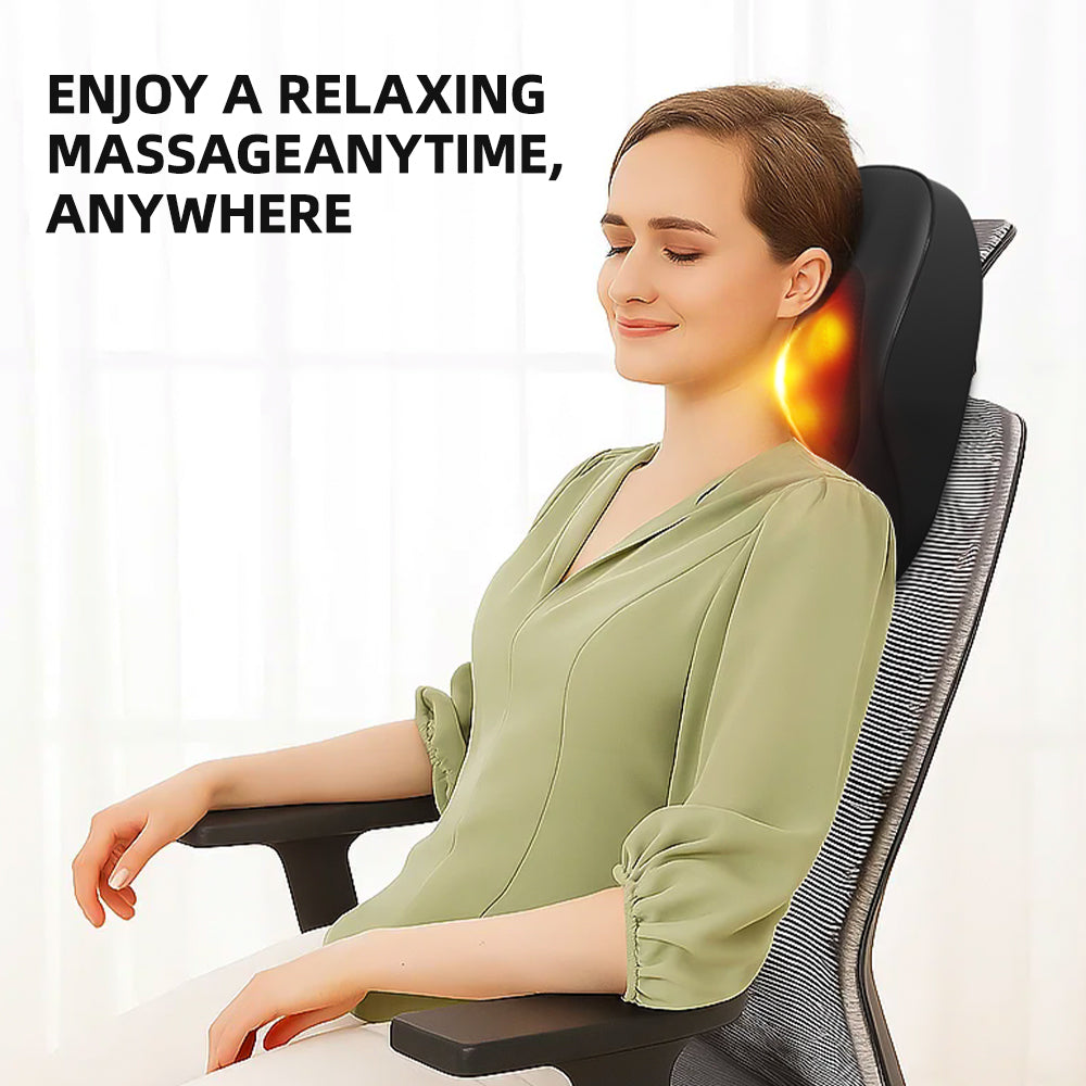 Smart Massage Cushion with Heat — 3-Speed Neck & Back Kneading Massager