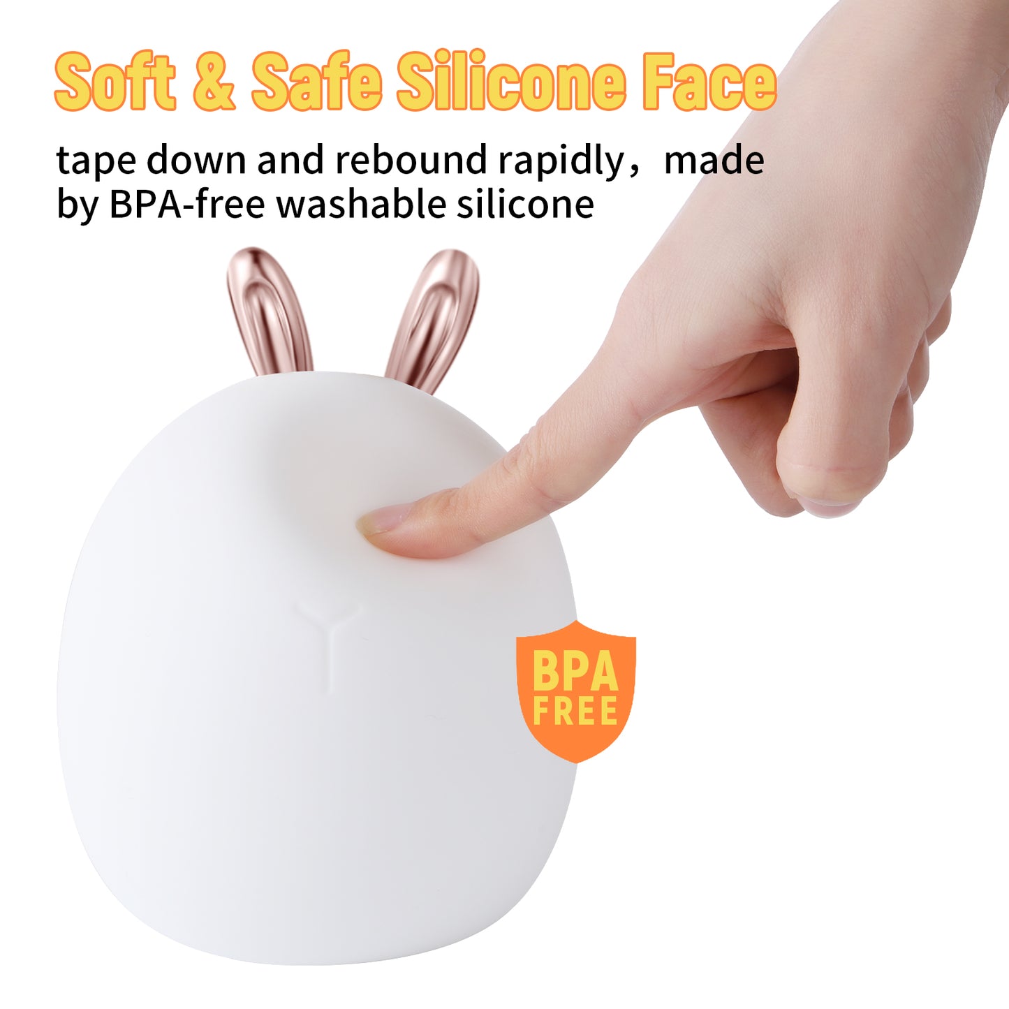 Silicone Night Light — Touch Clap Ambient Light, Adjustable Brightness