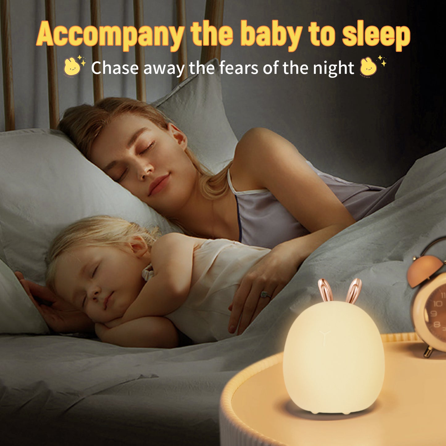 Silicone Night Light — Touch Clap Ambient Light, Adjustable Brightness
