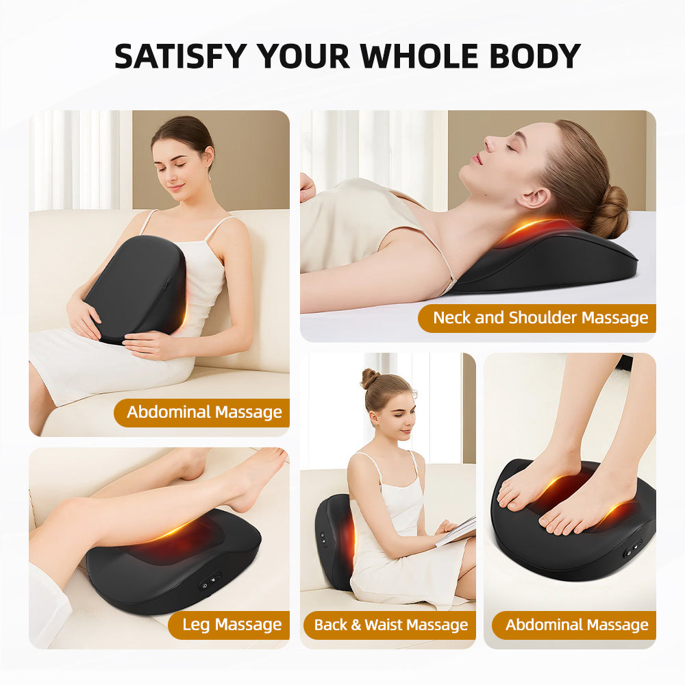 Smart Massage Cushion with Heat — 3-Speed Neck & Back Kneading Massager