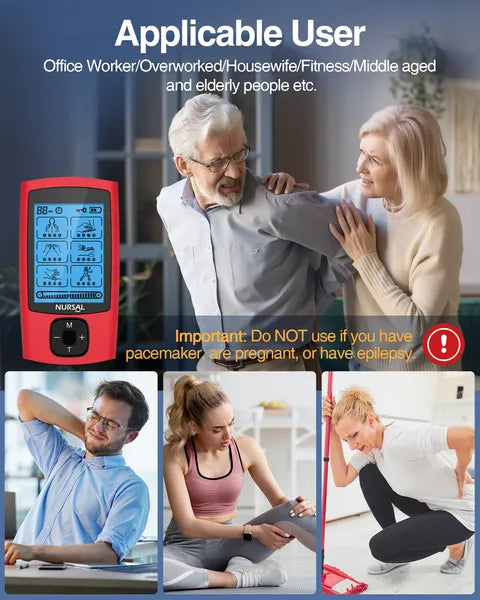 24-Mode TENS Unit Muscle Stimulator — Rechargeable, 8 Electrode Pads