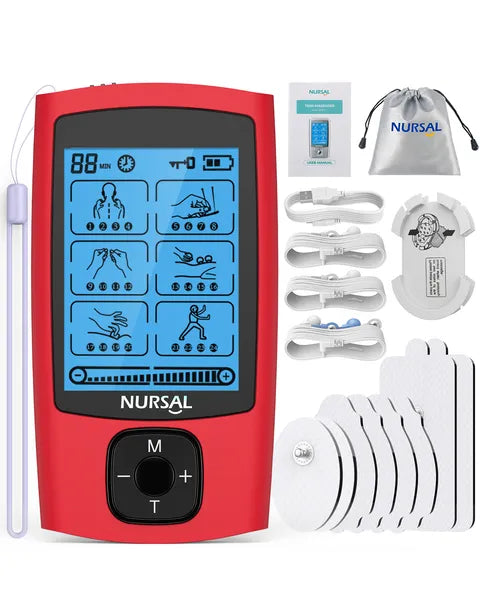 24-Mode TENS Unit Muscle Stimulator — Rechargeable, 8 Pads Included