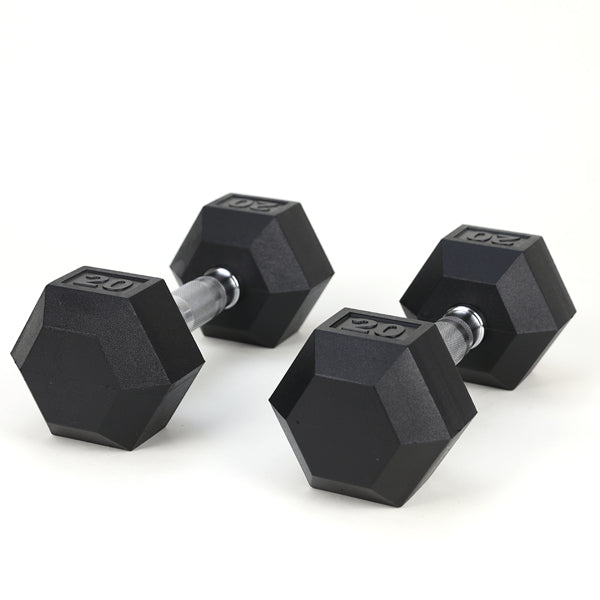 Rubber Coated Cast Iron Dumbbells 20LB Pair — Home Gym Strength