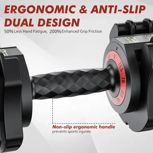 Adjustable Dumbbell Set 22.5LB — 5-in-1, Non-Slip Handle, Home Gym