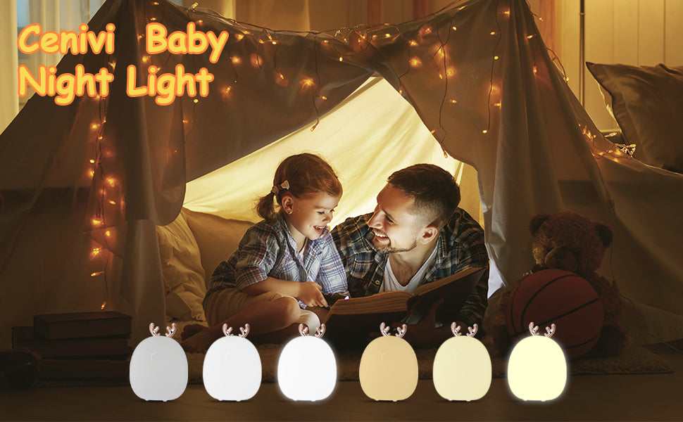 Silicone Night Light — Touch Clap Ambient Light, Adjustable Brightness