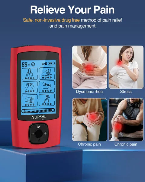 24-Mode TENS Unit Muscle Stimulator — Rechargeable, 8 Electrode Pads