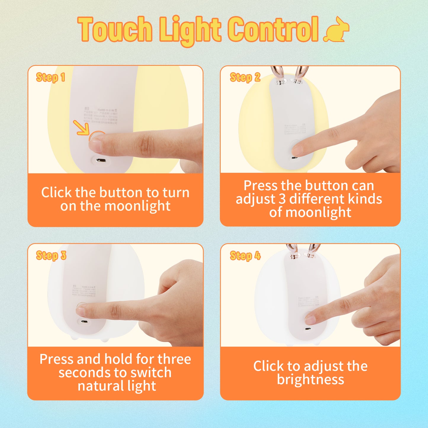 Silicone Night Light — Touch Clap Ambient Light, Adjustable Brightness