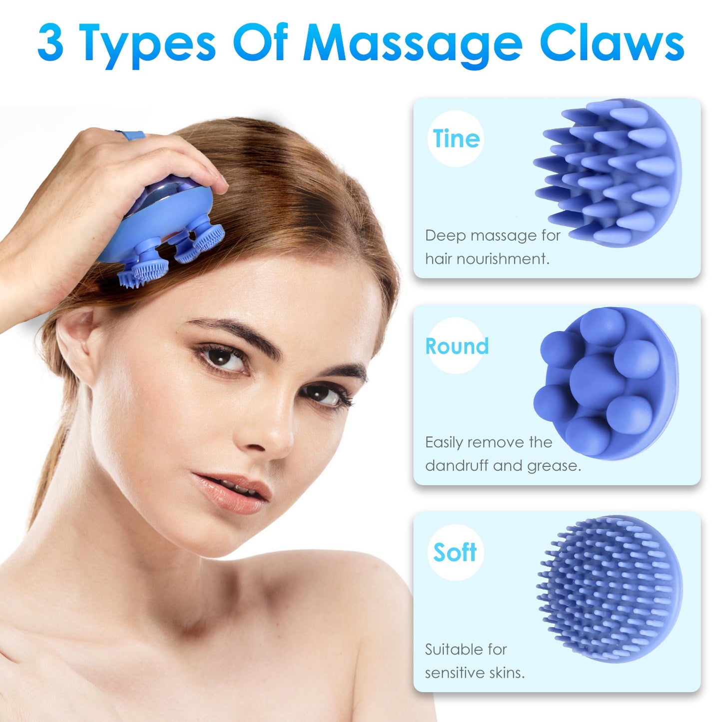 Electric Scalp Massager — Red Light Technology, IPX7 Waterproof, 3 Modes